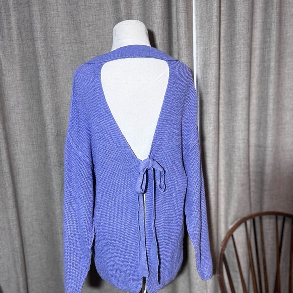 Periwinkle Blue Crew Neck Sweater with Oversized Fit - Picture 2 of 2